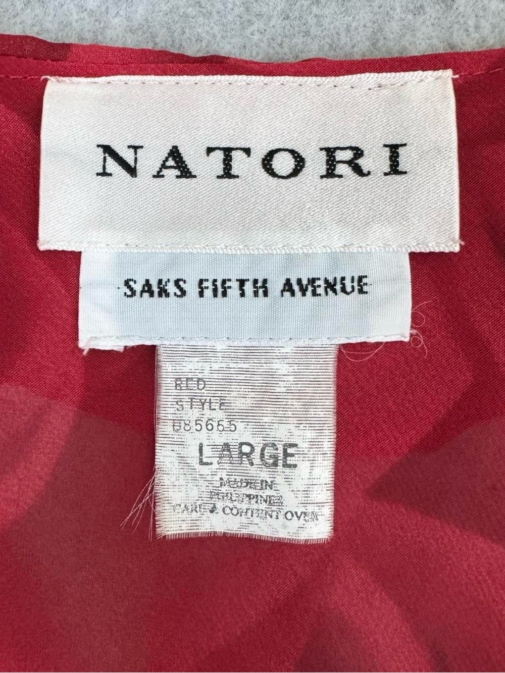 Natori Saks Fifth Avenue Red Sheer Camisole Size Large Rose Print Cami Valentine - Picture 2 of 12